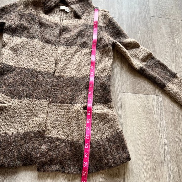 LOFT Cabana Stripe Long Sleeve Sweater Cardigan with High Collar - Picture 14 of 14